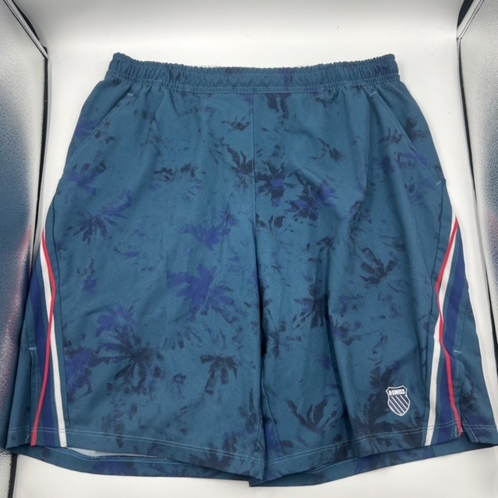 K-Swiss Men's Teal Palm‎ Tie Dye Athletic Shorts Size Medium